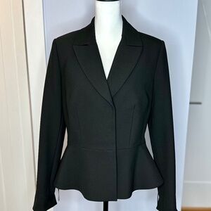 Carlisle Collection Fitted black blazer w/back ribbon details. SZ 4. Like new!